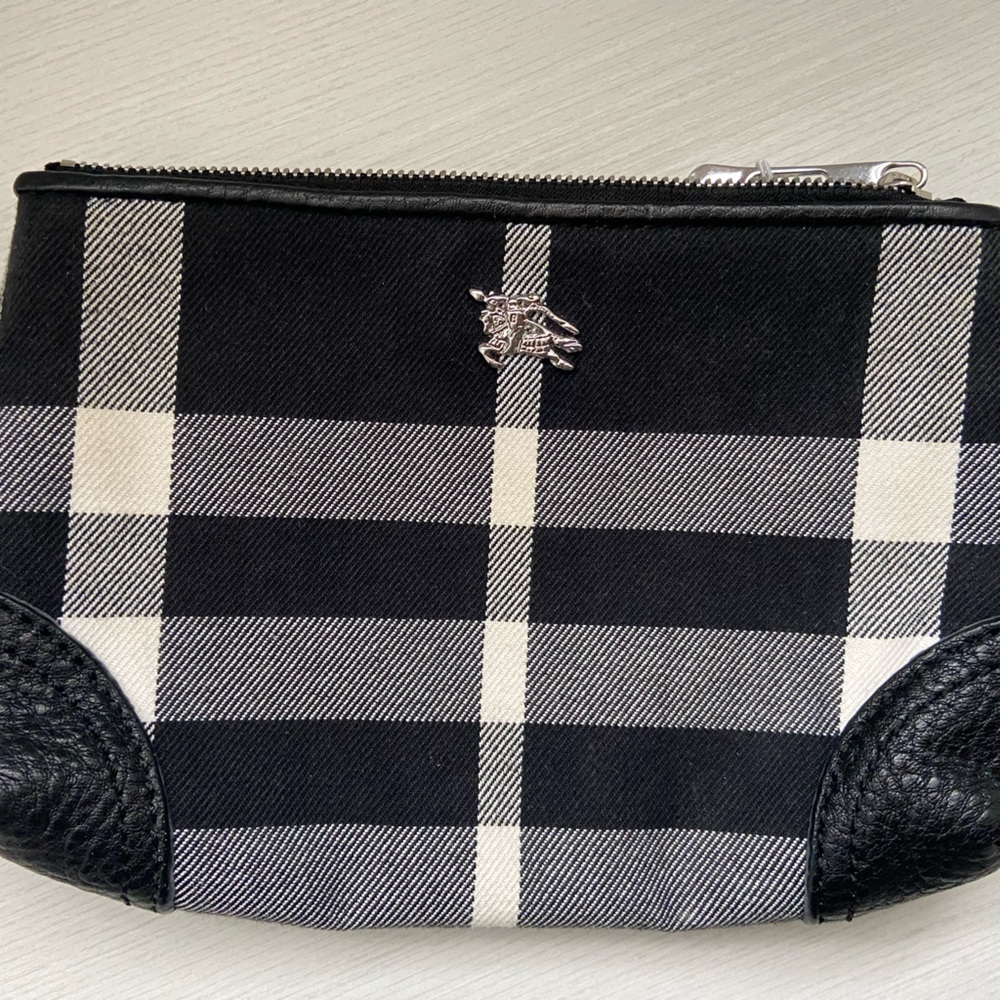 Burberry Plaid Black and White Cosmetic Case